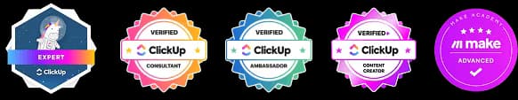 Badges Expert ClickUp: Consultant Vérifié, Ambassadeur, Créateur de Contenu et Expert