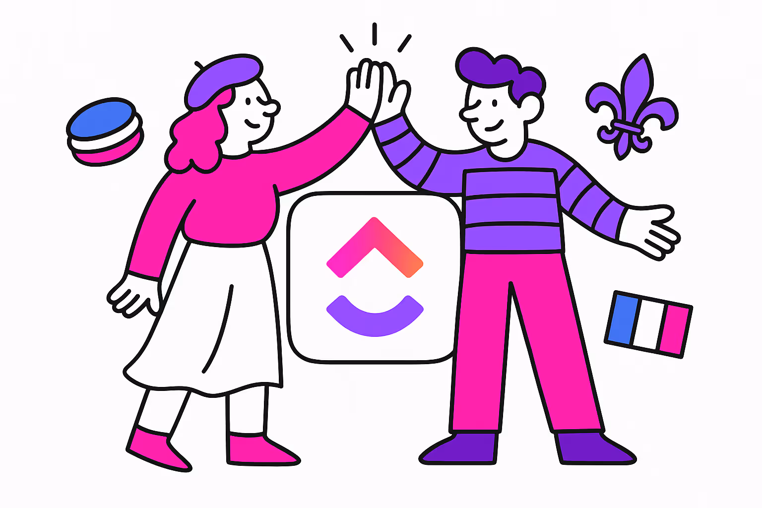 Guide to setting up ClickUp interface and workspace in French language