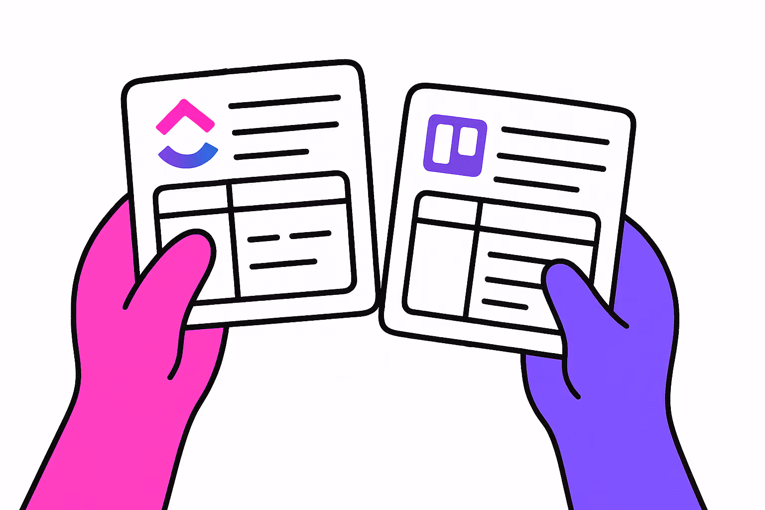 ClickUp vs Trello comparison showing features and pricing differences