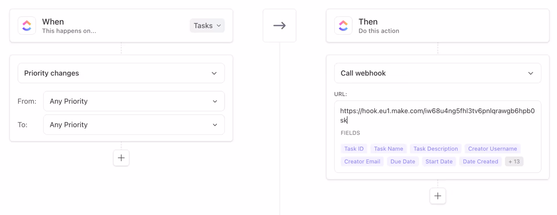 Trigger Make.com with ClickUp Automation Rules