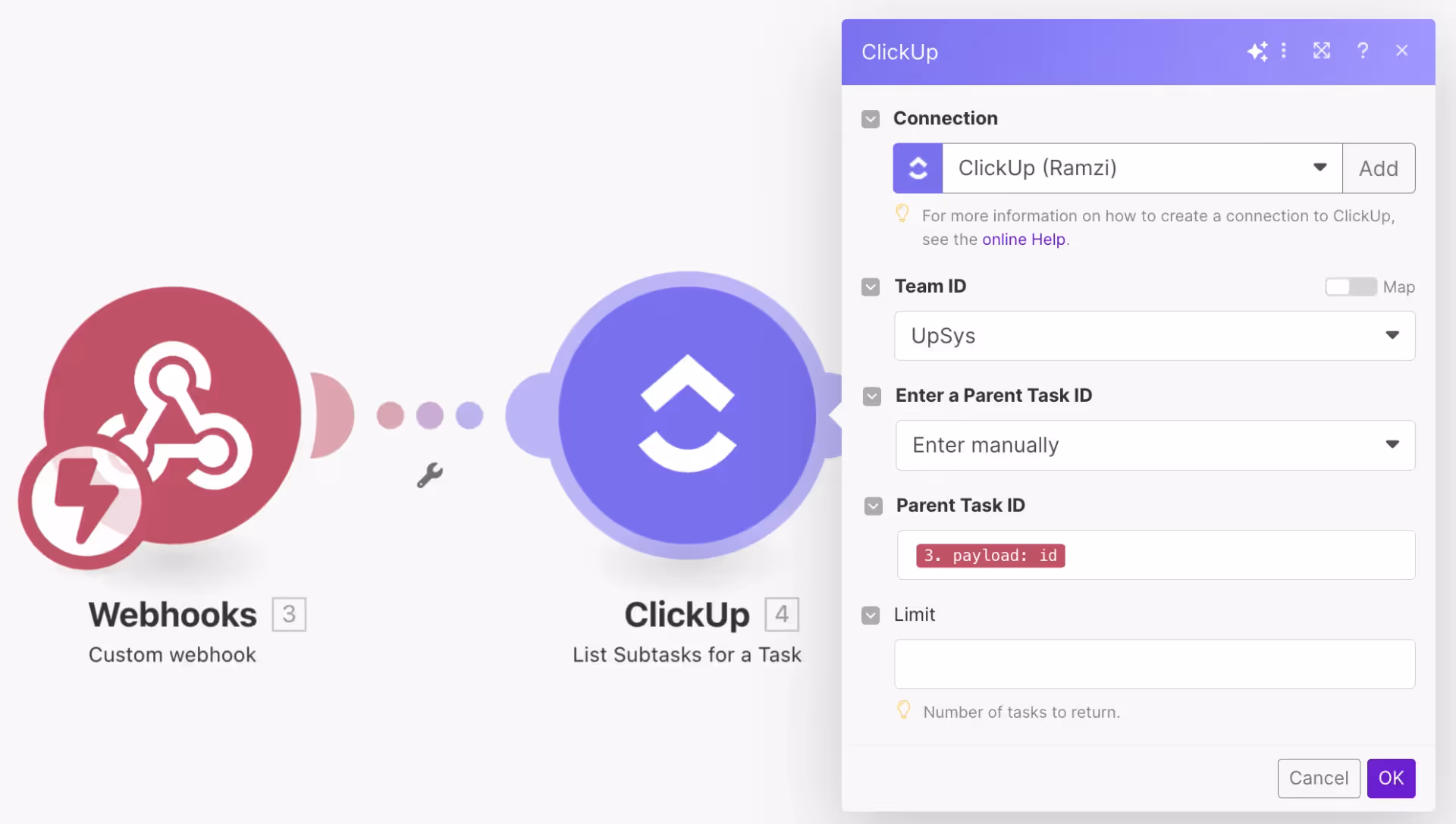 Dynamic priority mapping for subtasks via webhook