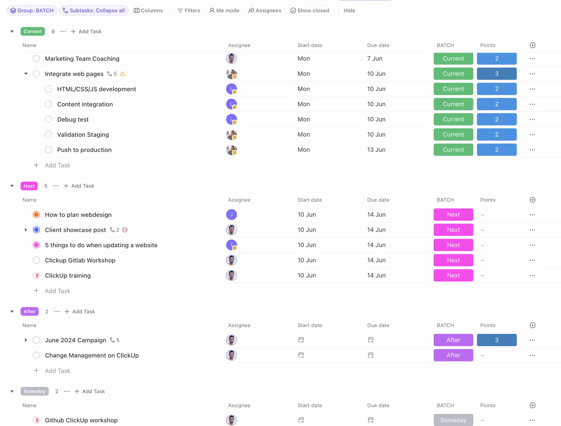 BATCH method overview in ClickUp