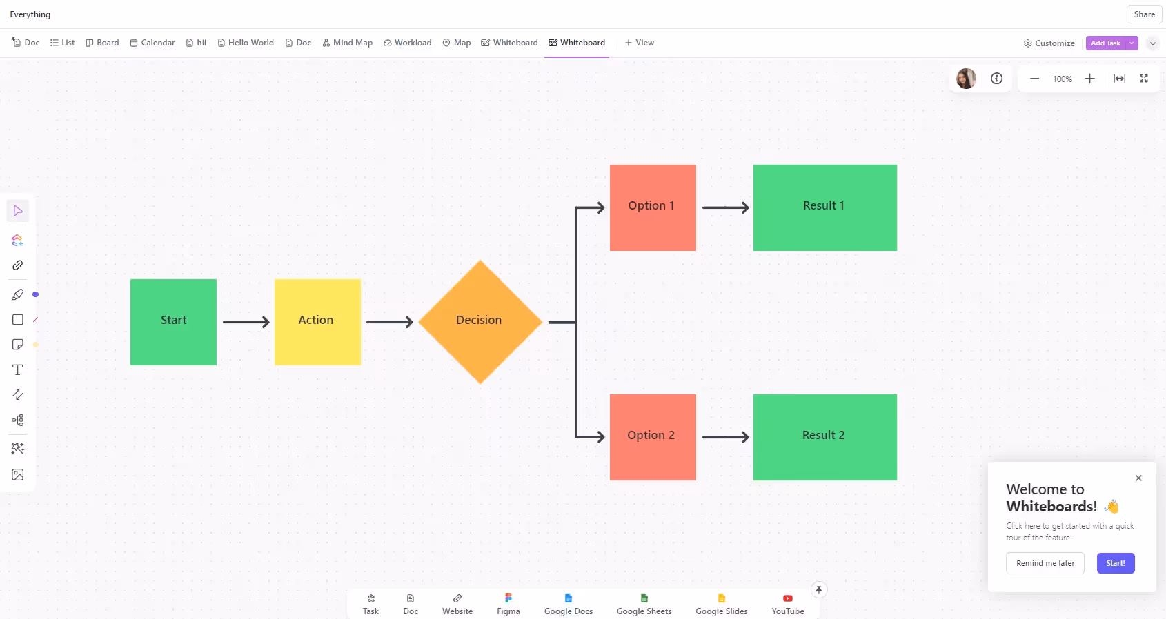 Whiteboard View in ClickUp