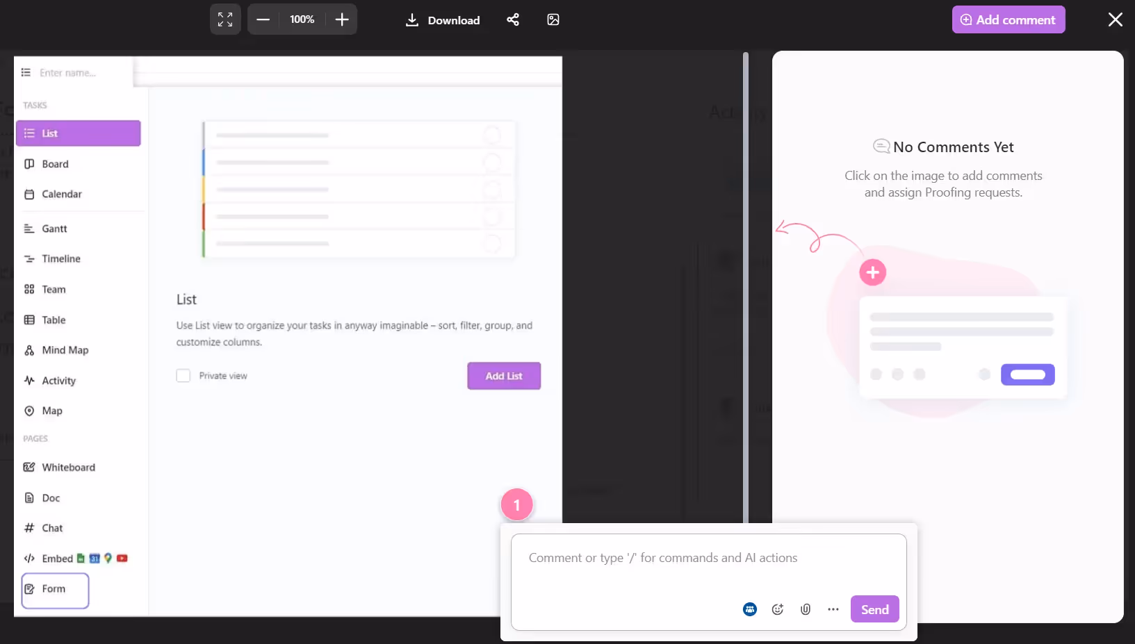 Add Comments to Media in ClickUp