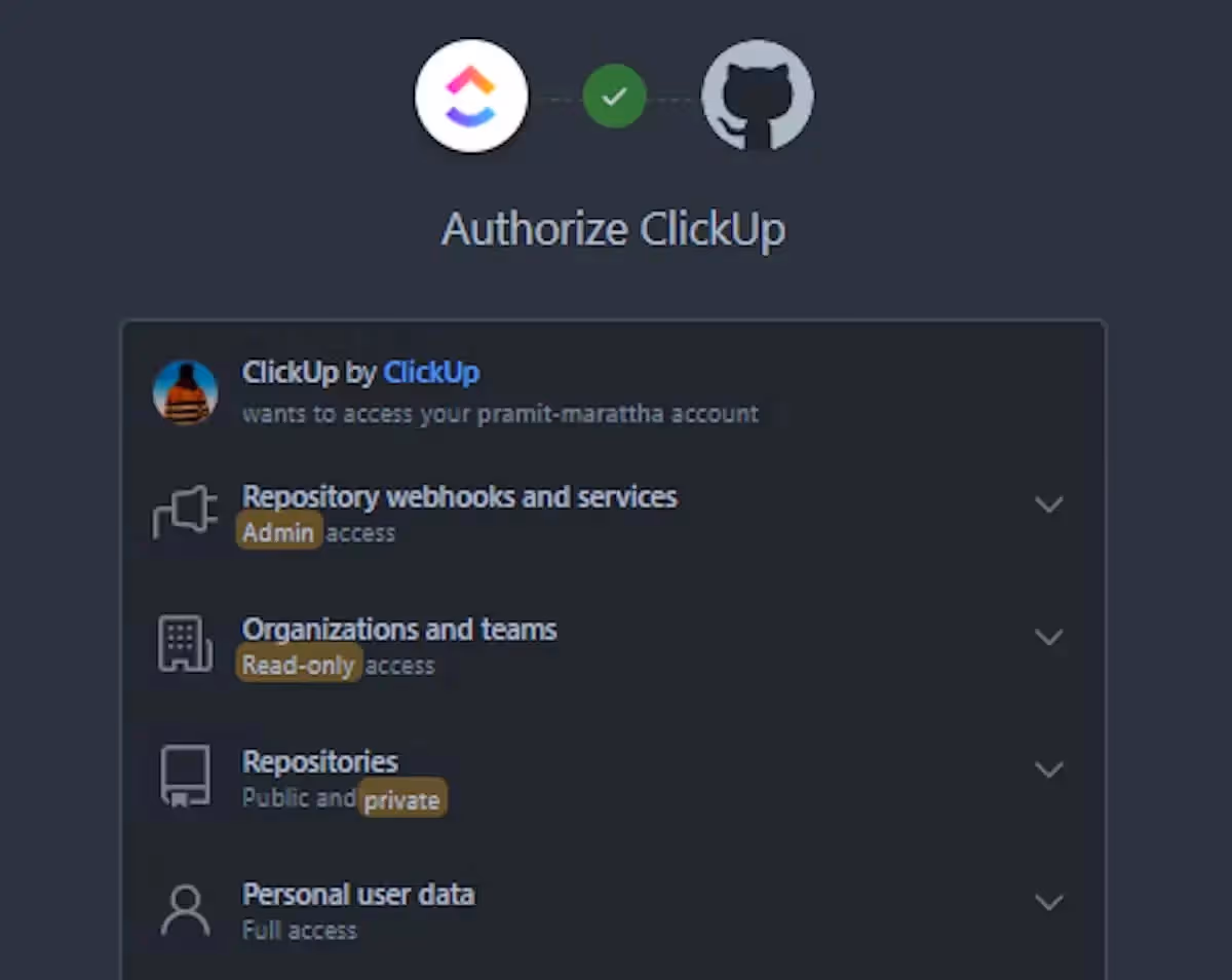 Authorize ClickUp GitHub Integration