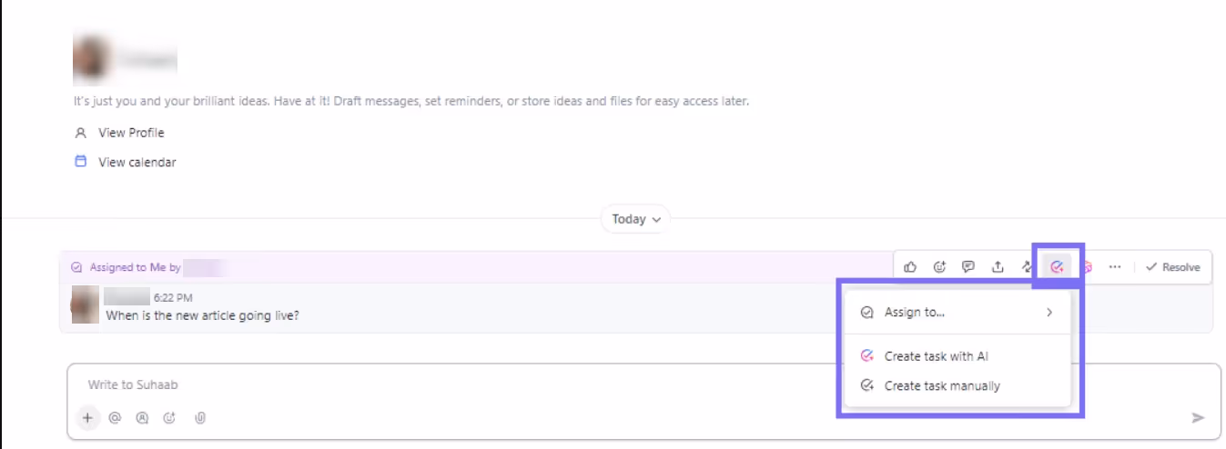 Create and Assign Tasks in Chat