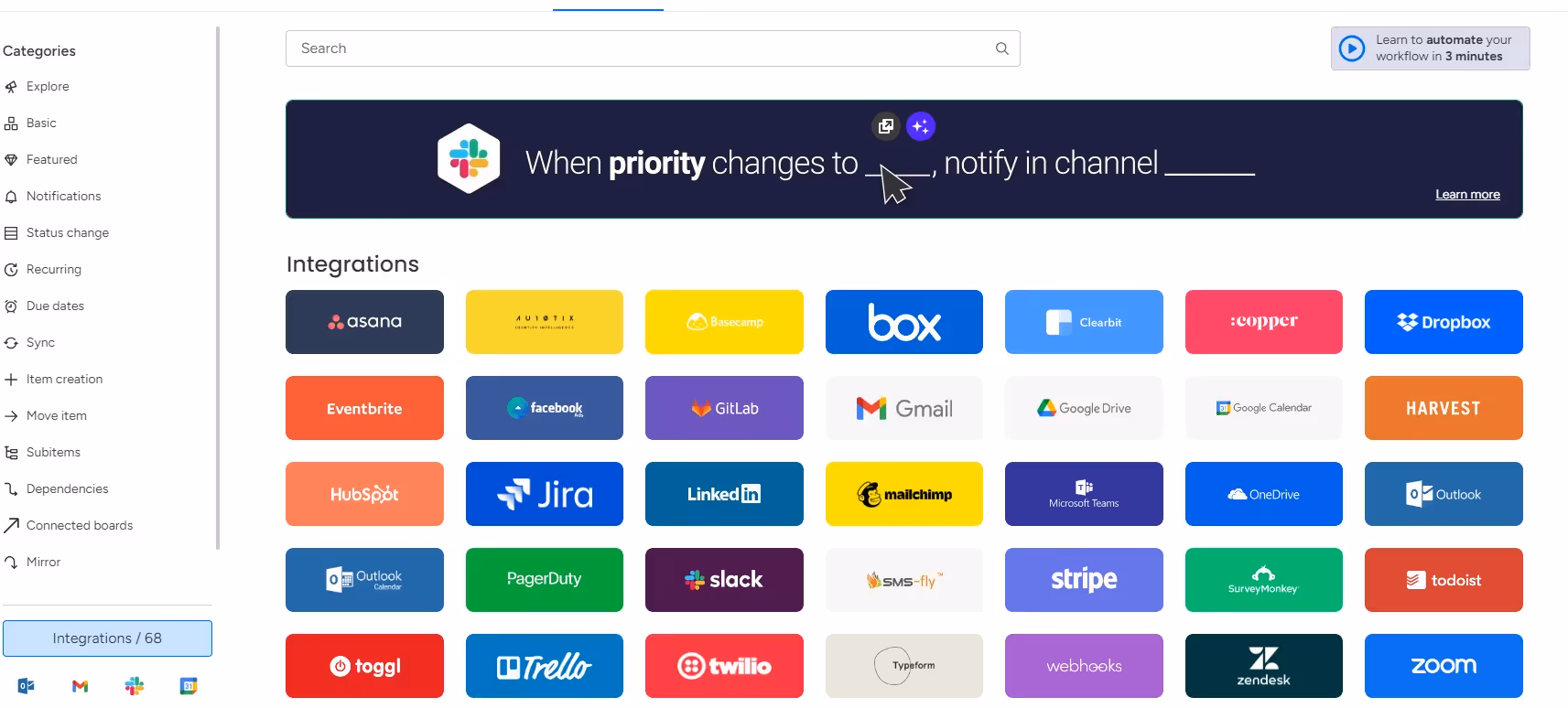 Monday's Integration Tools
