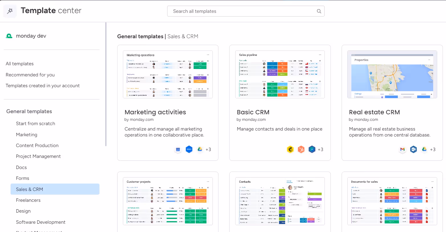Monday's Template Center