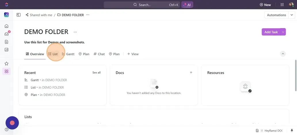 Navigating ClickUp's Interface