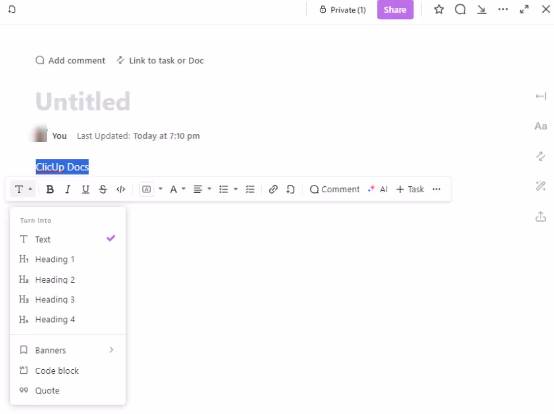 Rich Text Formatting Options