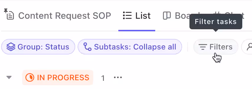 Use filters in ClickUp