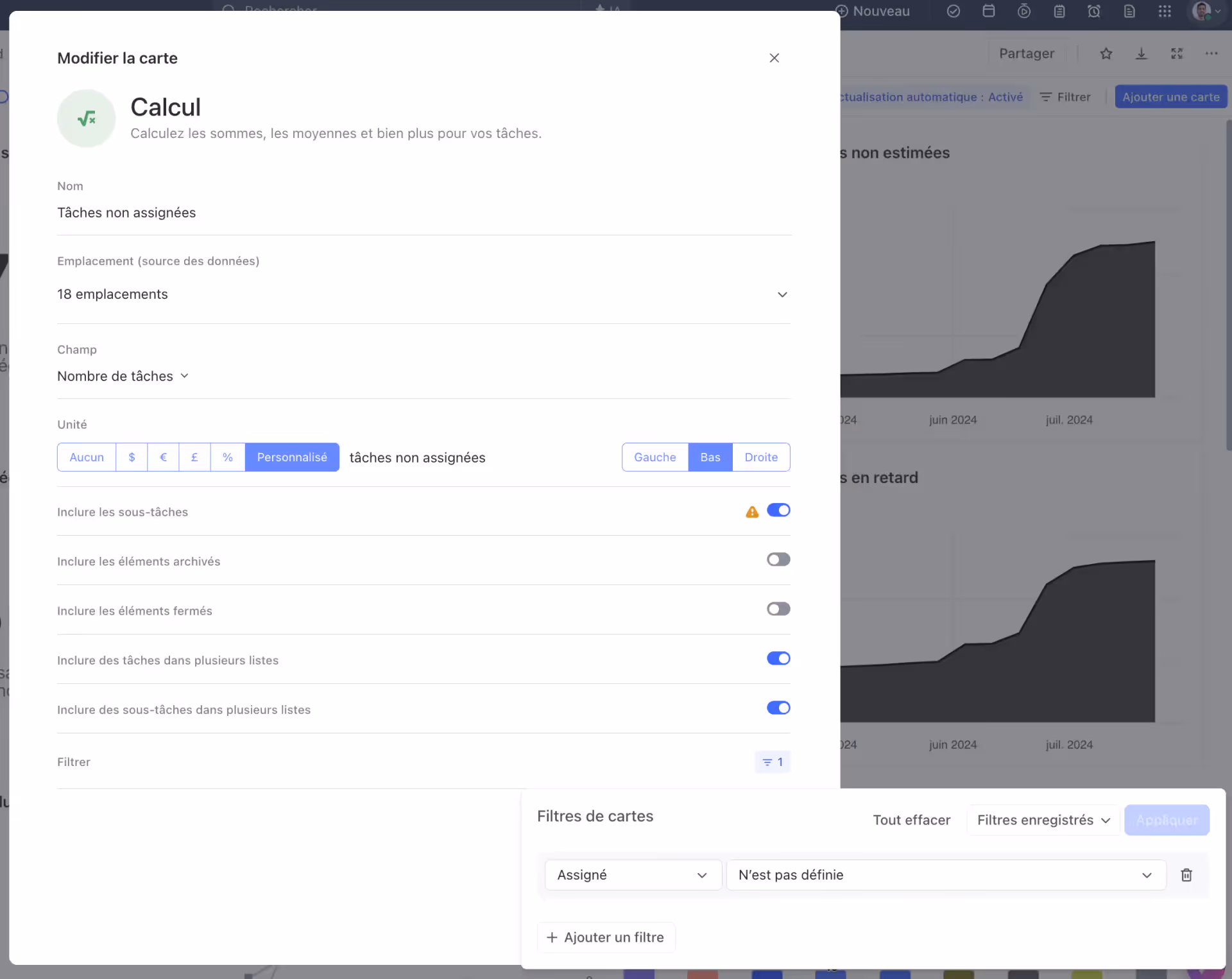 Ajouter une carte de calcul dans un tableau de bord