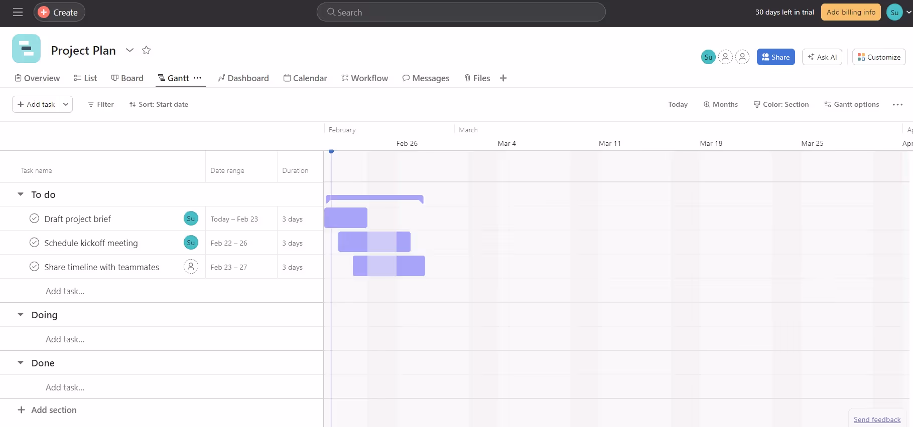 Asana User Interface