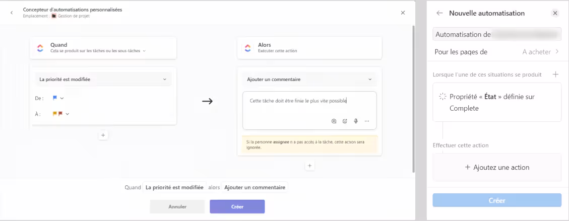 Automatisation de ClickUp vs Notion