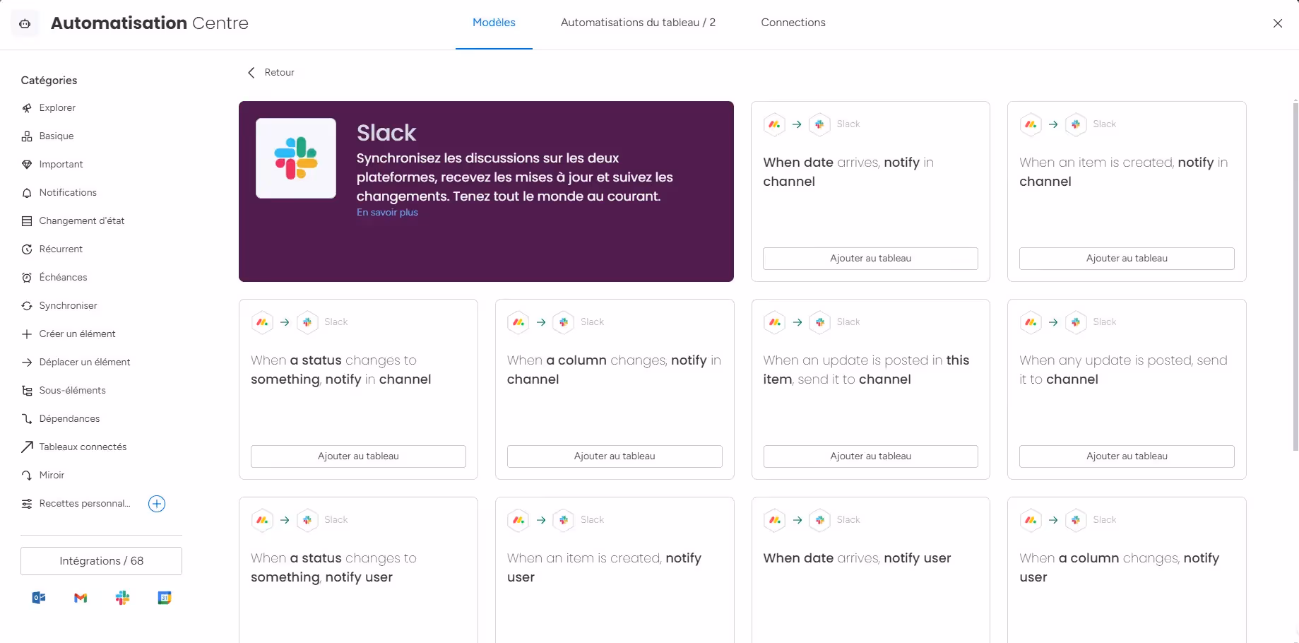 Centre d'automatisation de Monday.com