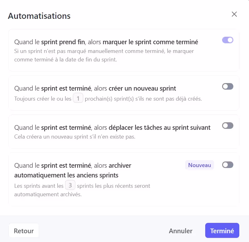 Automatisations de Sprint