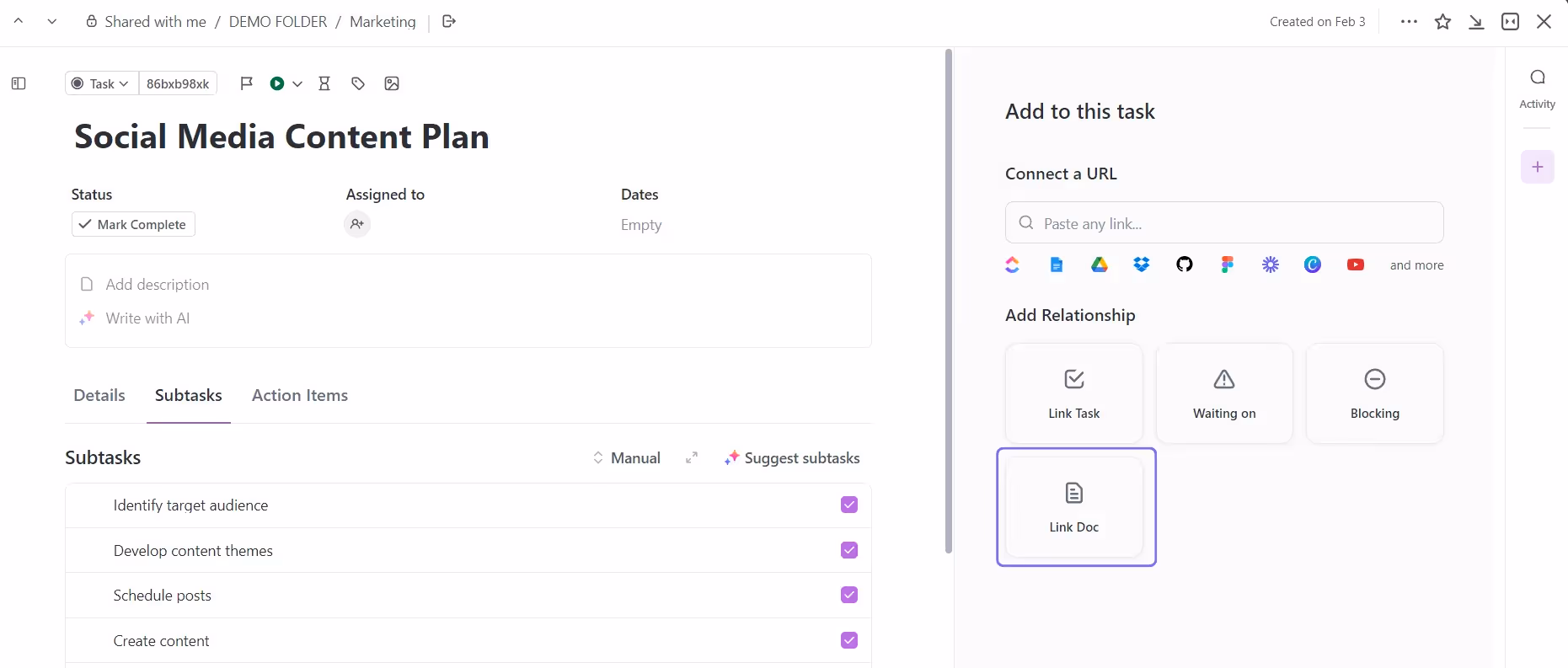 ClickUp's Doc Linking