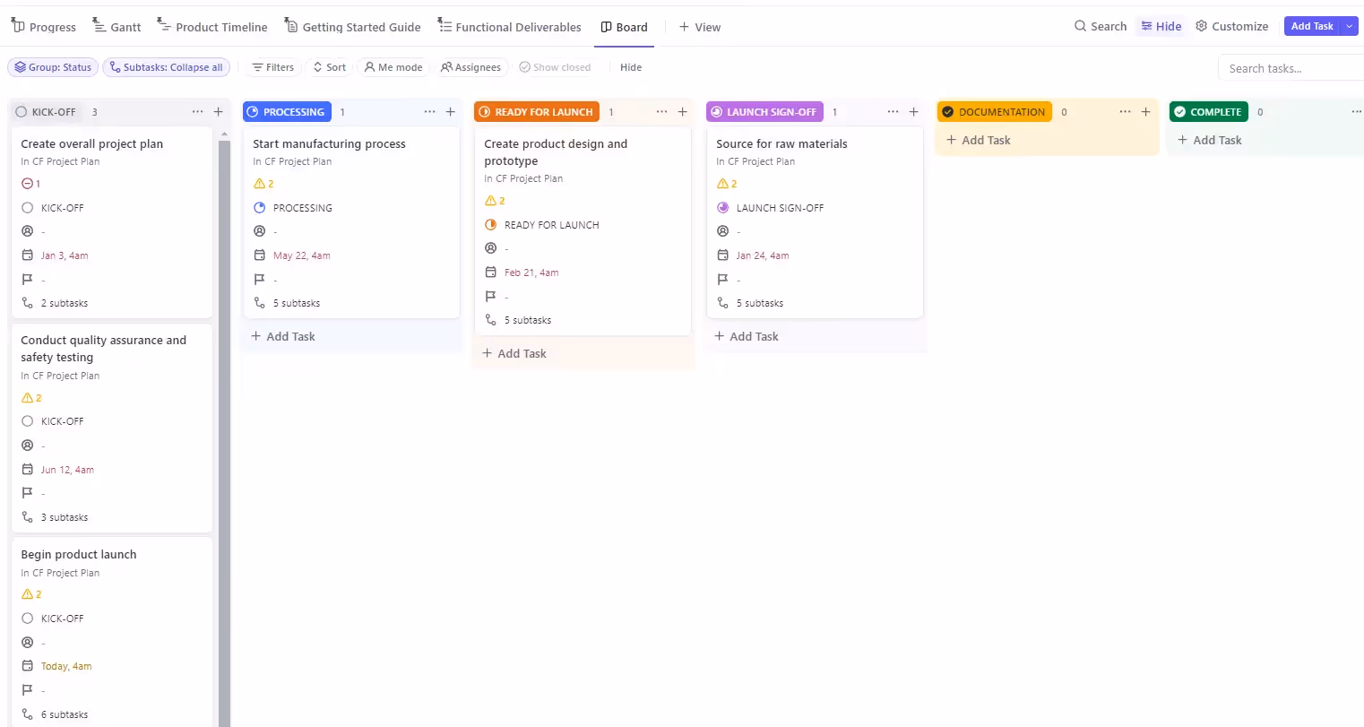 Board View in ClickUp