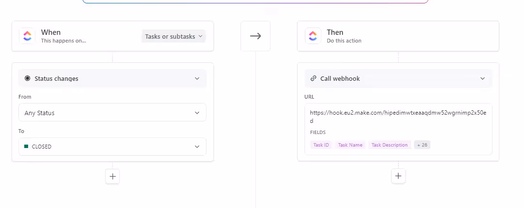 Calling a Webhook in ClickUp