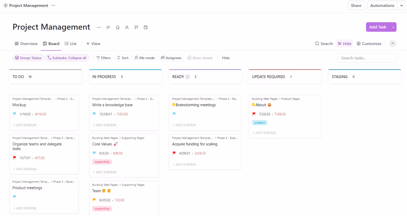 ClickUp's Kanban Board View