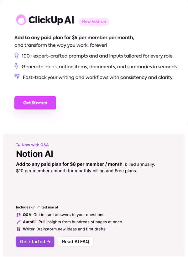 Clickup AI vs. Notion AI