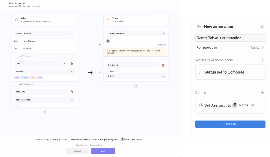 ClickUp vs Notion automations