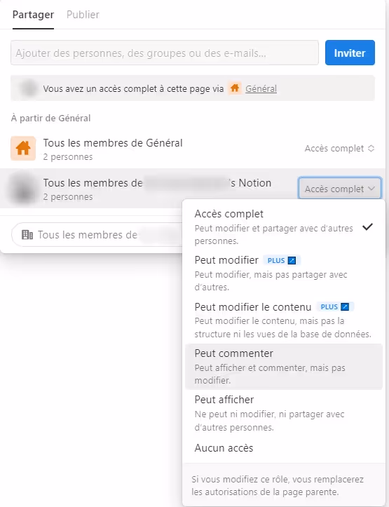 Collaboration de base de données de Notion