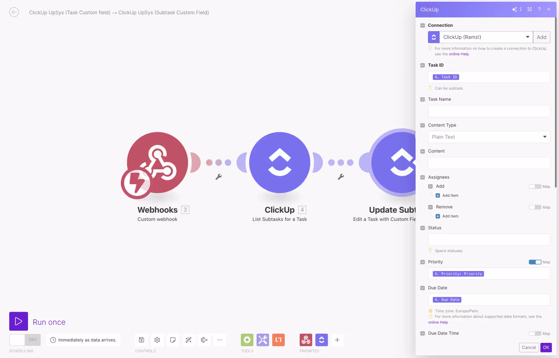 Configuration de l'automatisation dans Make.com