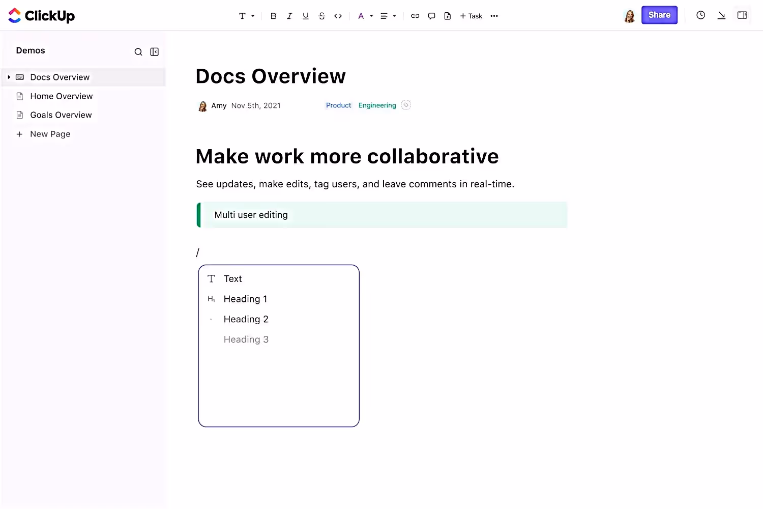 Use ClickUp Docs to create SOPs