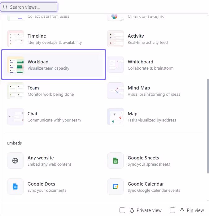 Creating Workload View in ClickUp