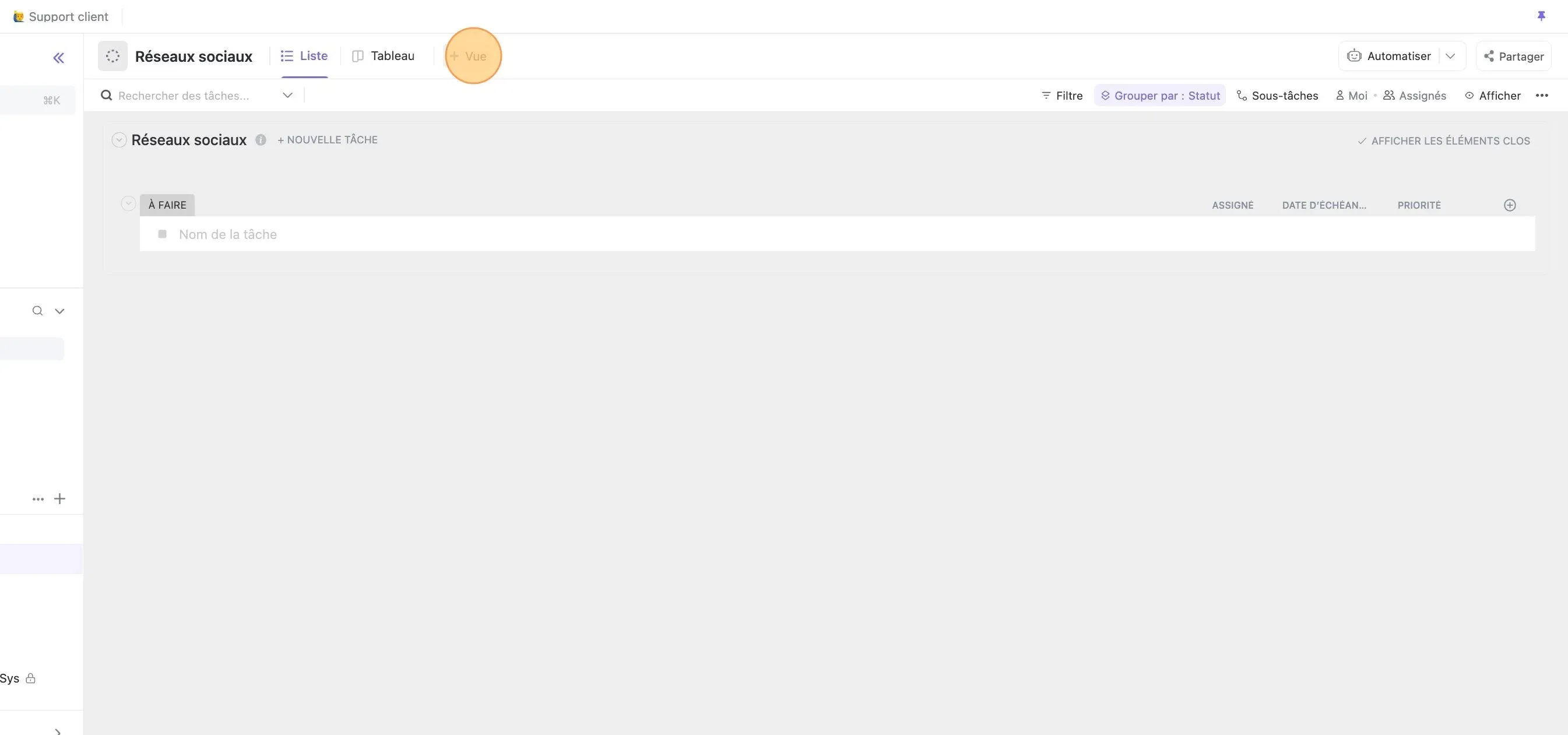 Créer une Vue calendrier sur ClickUp