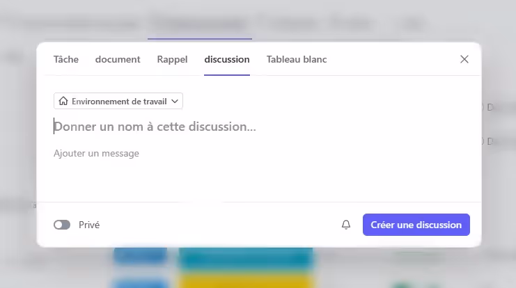 Fonctionnalité discussion intégrée de ClickUp