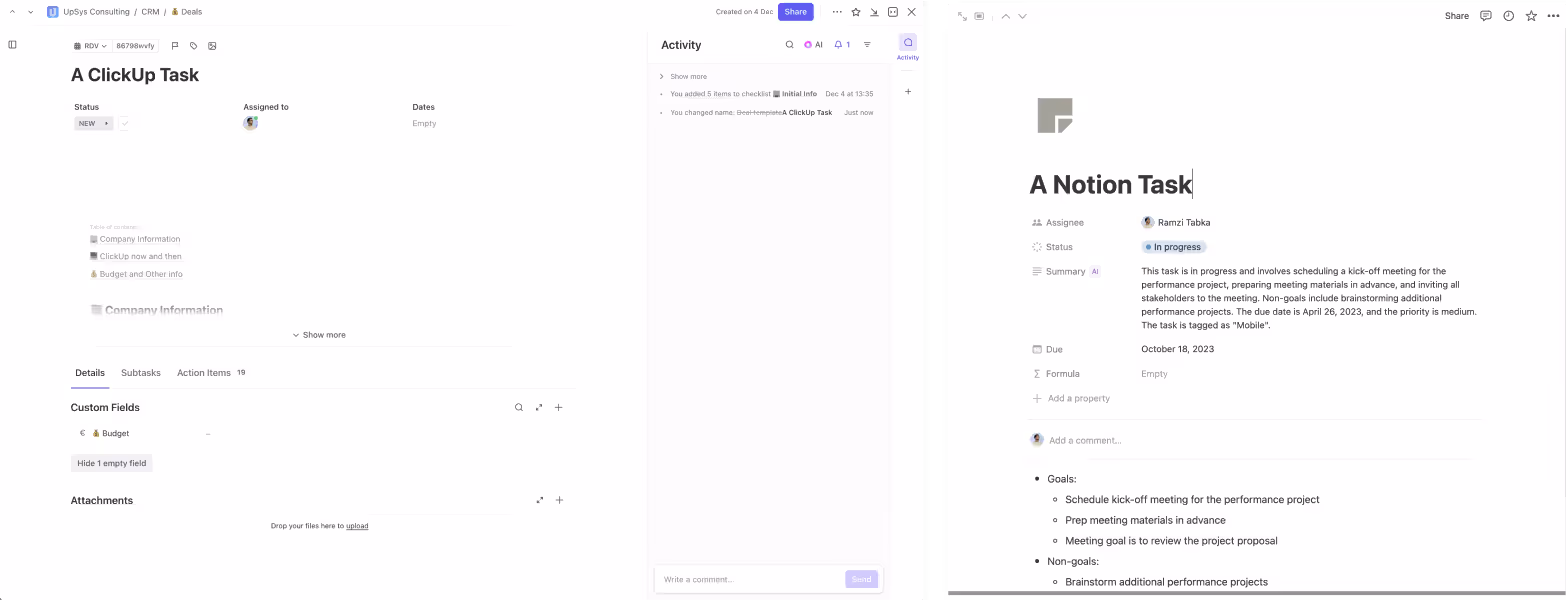 ClickUp Task vs Notion task