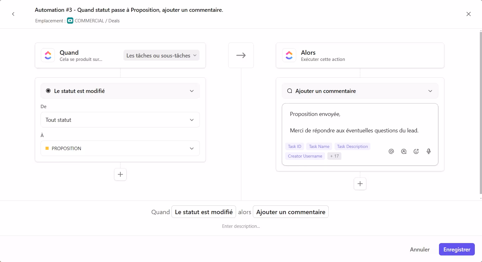 Exemple d'automatisation de proposition