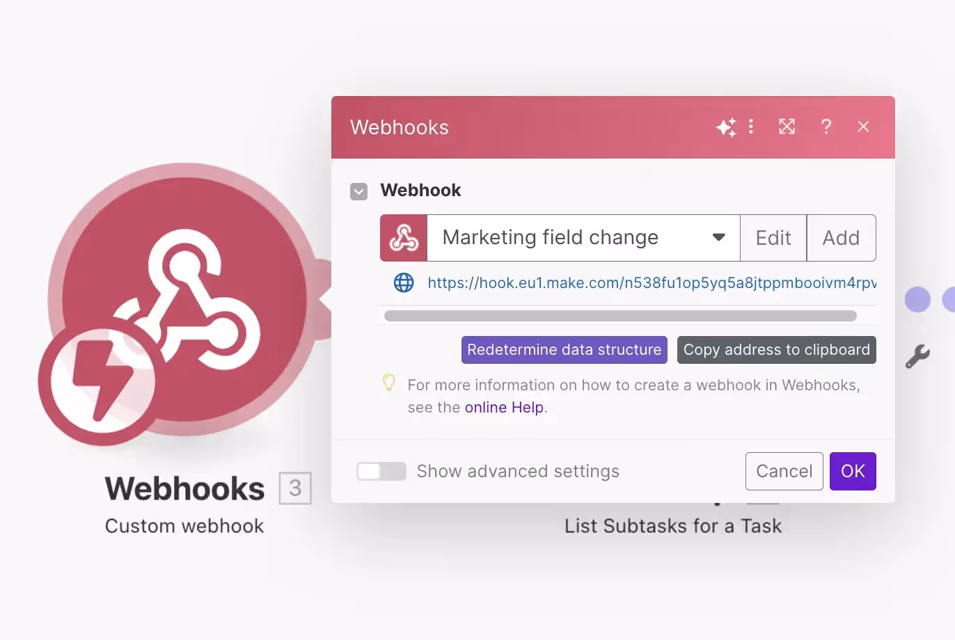 Générer l'URL du Webhook