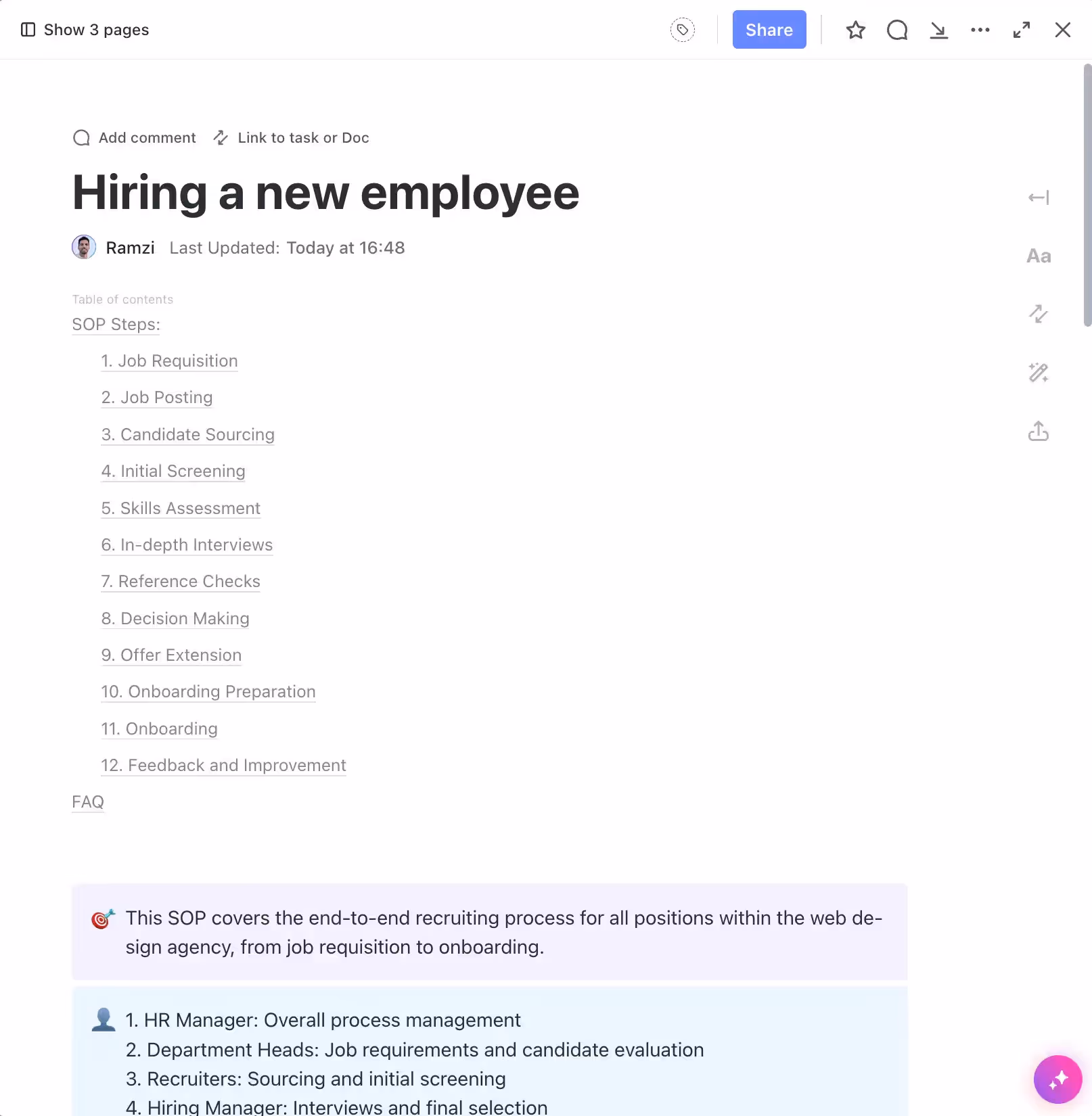 HR Onboarding SOP Template