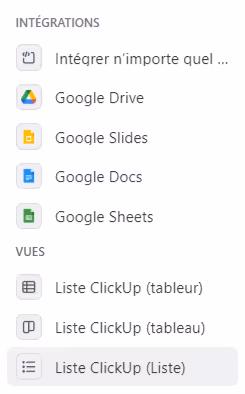 Intégrer des vues ClickUp dans un document