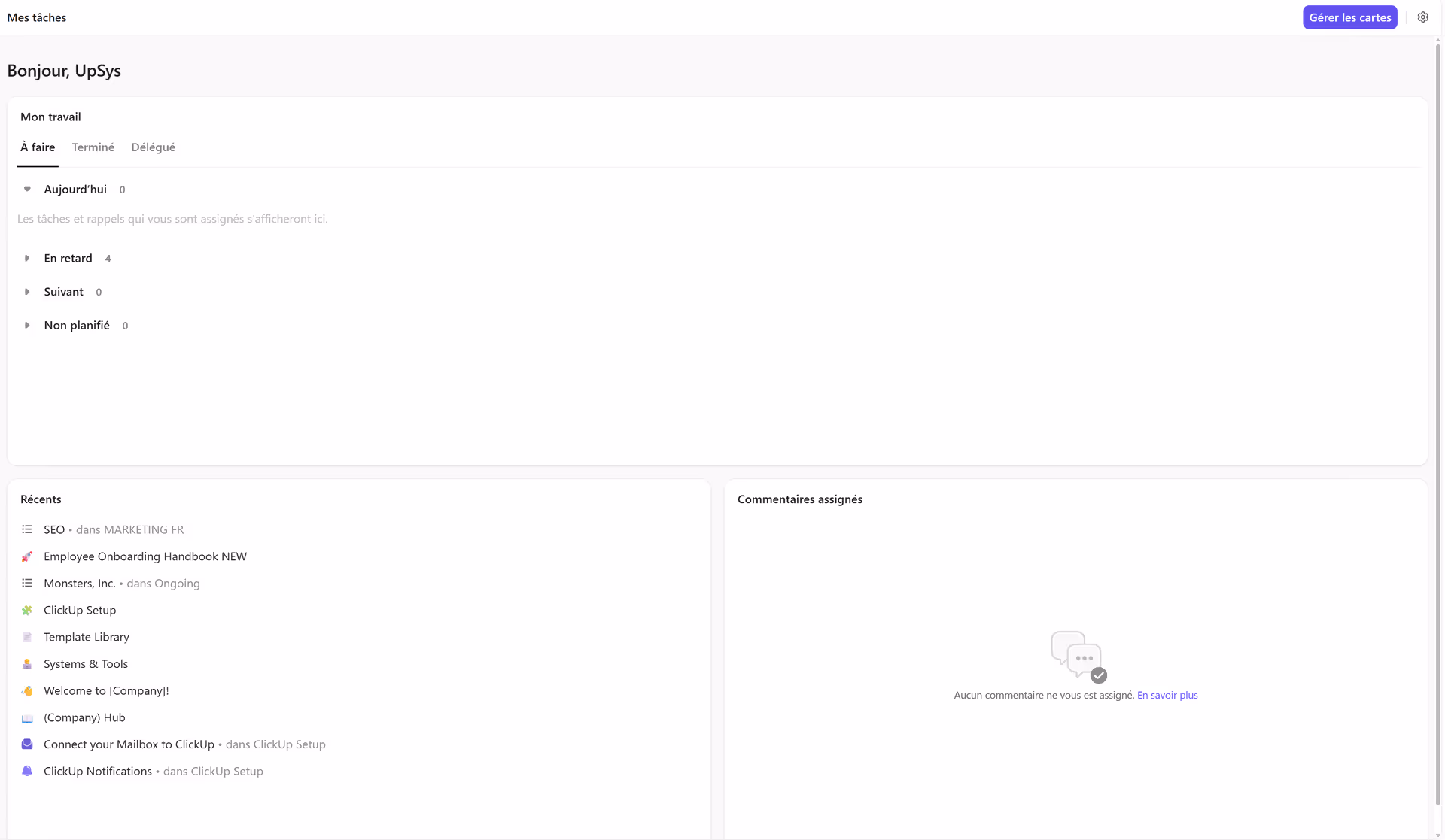 Les cartes à utiliser dans l'accueil
