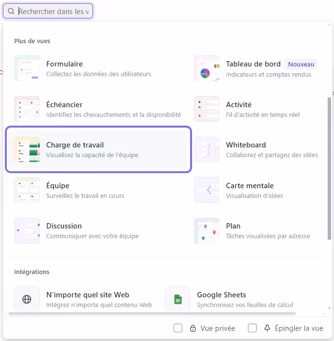 Les différentes Vues sur ClickUp