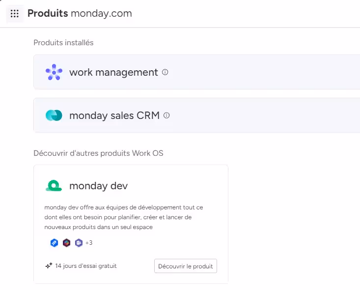 Les produits Monday.com