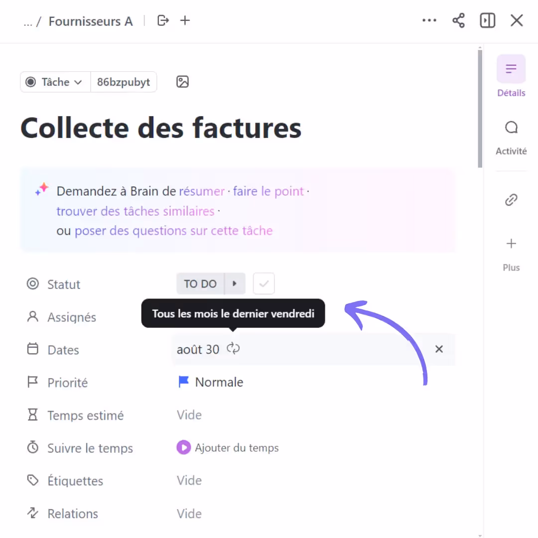 Les tâches récurrentes sur ClickUp