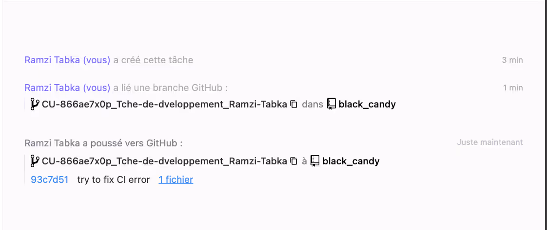 Mise à jour en temps réel sur ClickUp avec GitHub