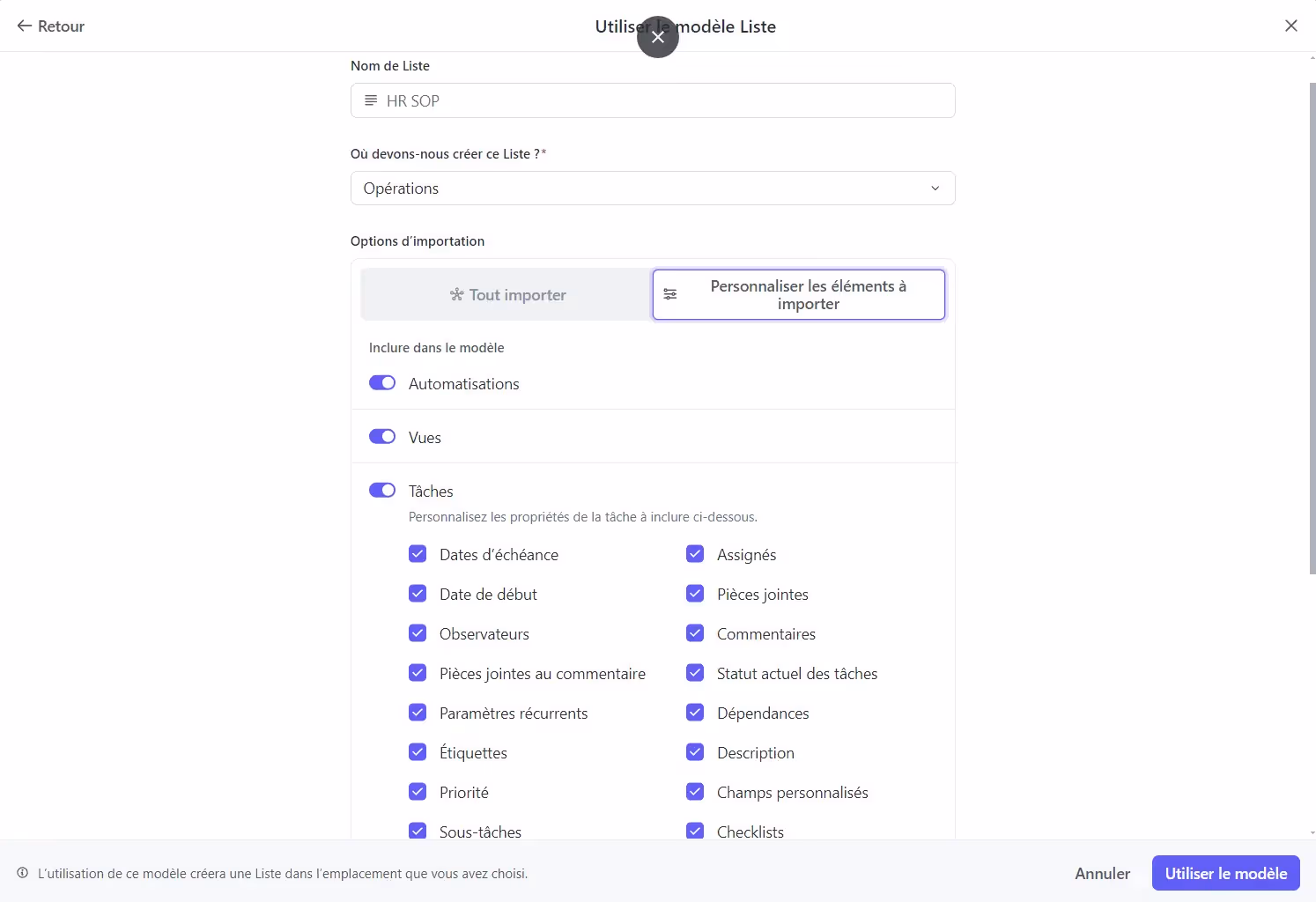 Modèle de Liste SOP RH