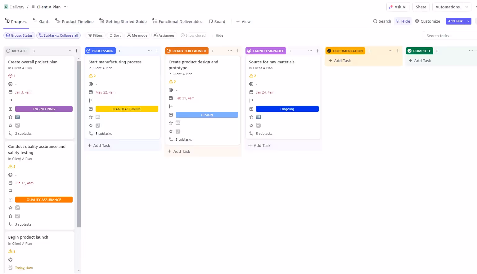 Organize your Delivery Space by Clients