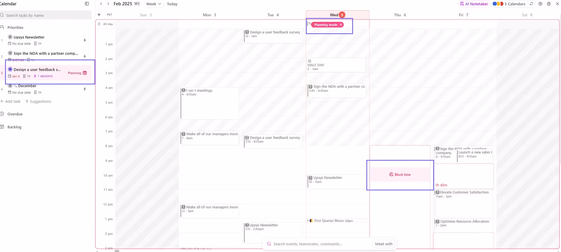 Planning mode for smart suggestions