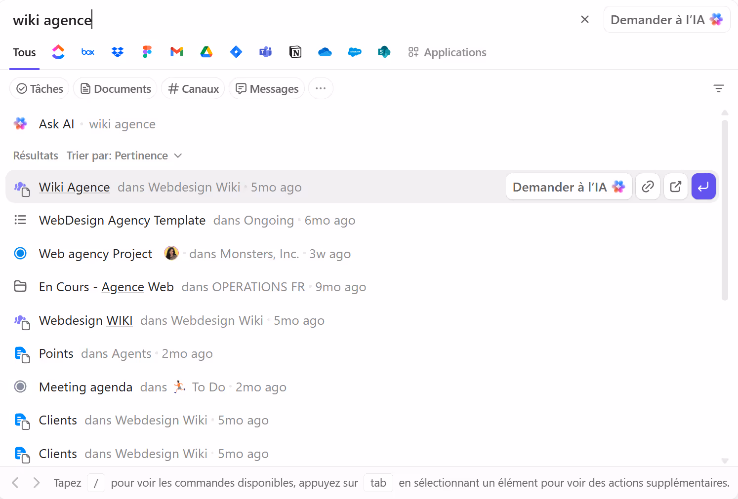 Recherche globale ClickUp