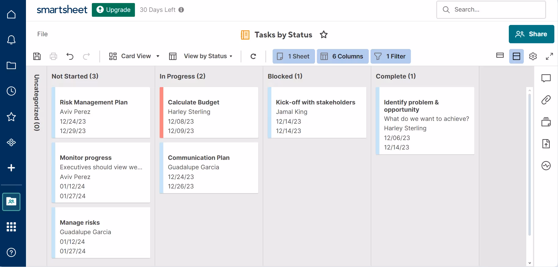Smartsheet's User Interface