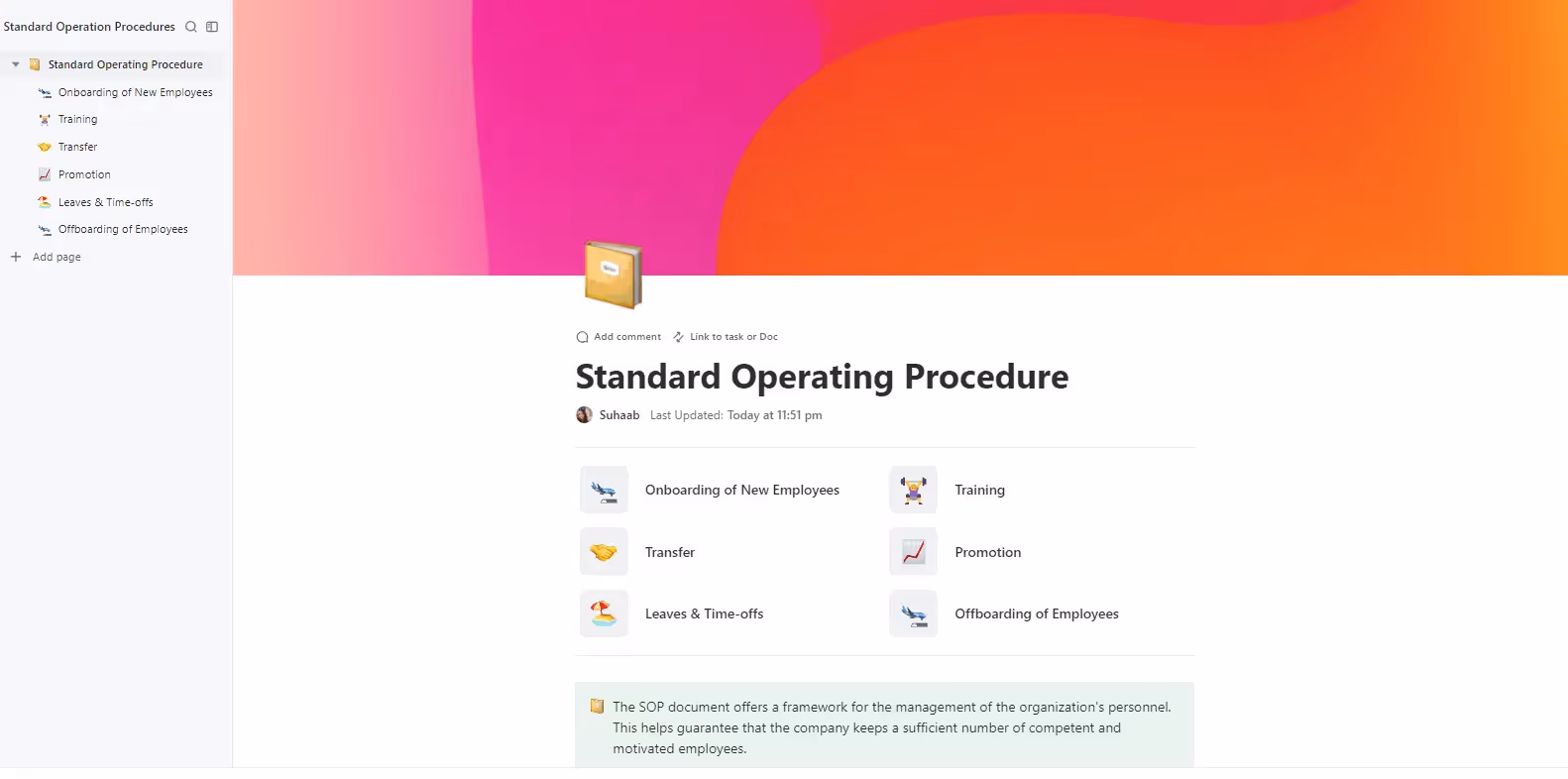 Create SOPs in ClickUp Docs