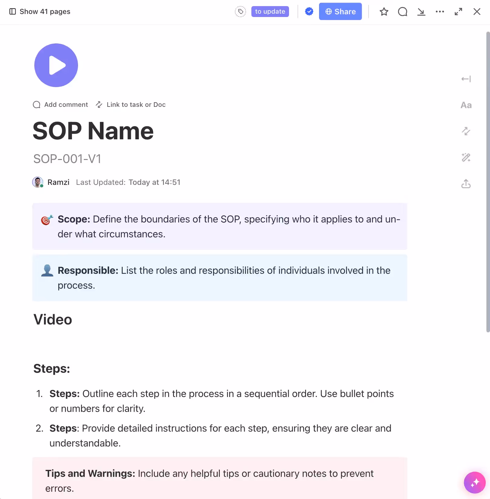 Modèle de SOP à créer