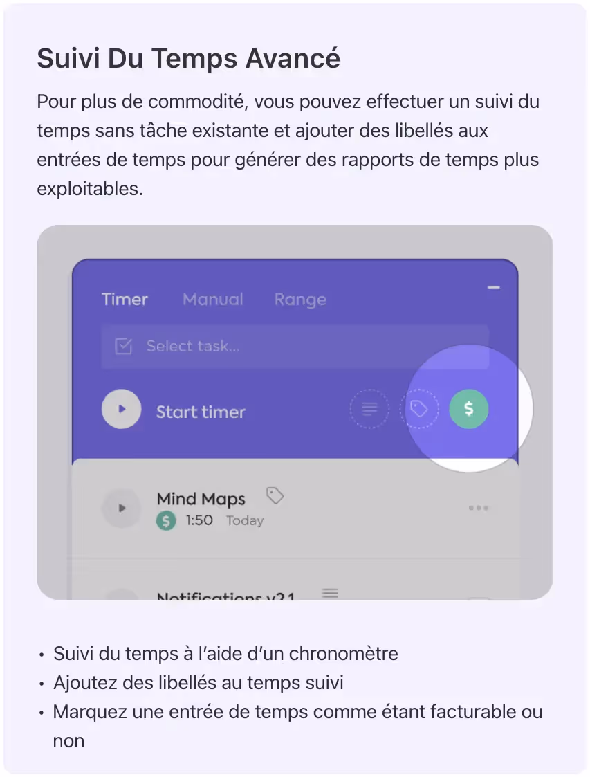 Suivi de temps avancé dans ClickUp